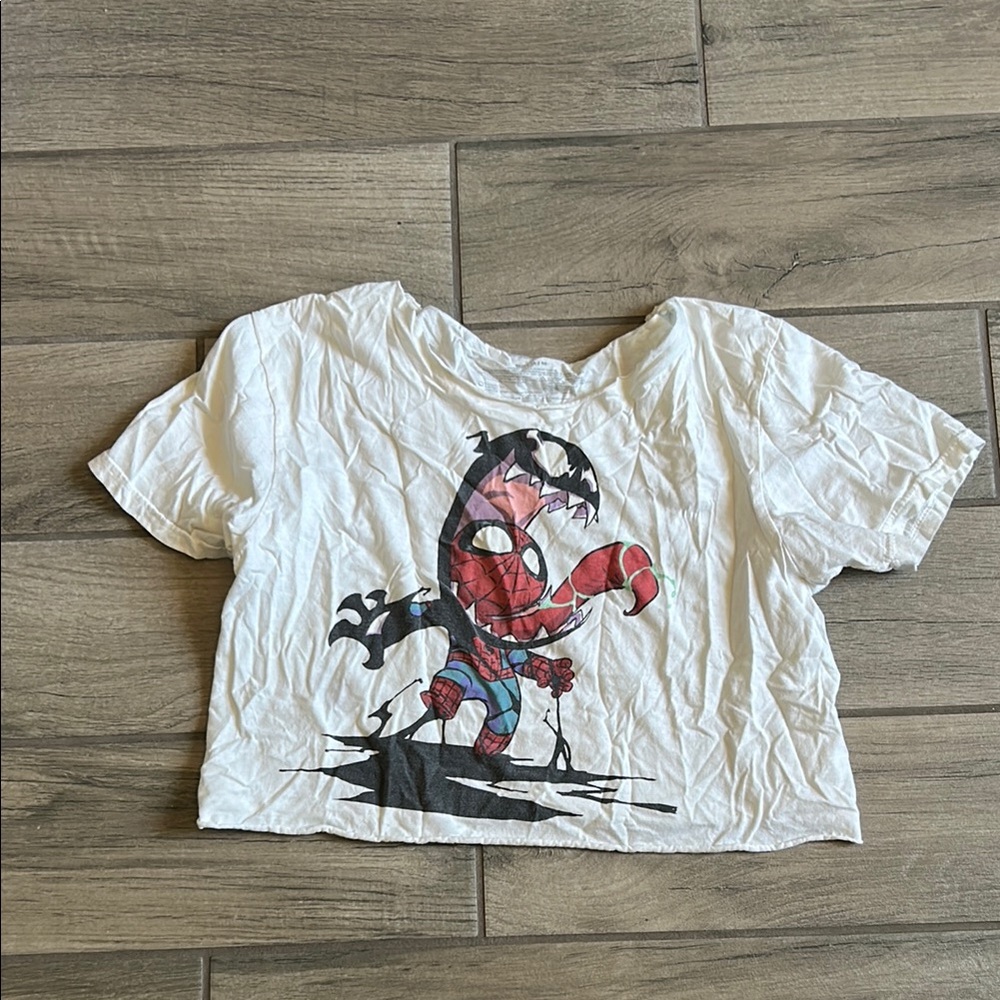 Marvel White Crop Top with Spiderman and venom